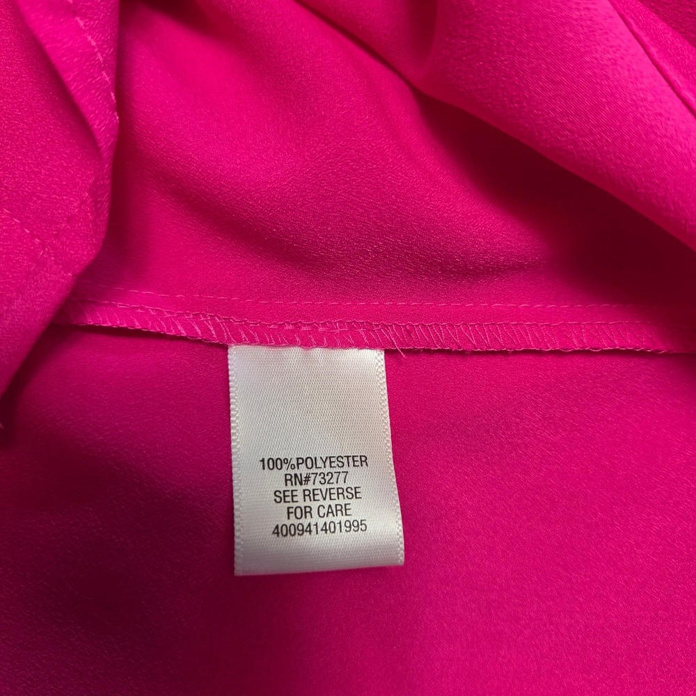 Hot Pink Long Sleeve Button Down Blouse Shirt Med Office Siren Barbiecore NEW - Picture 6 of 7
